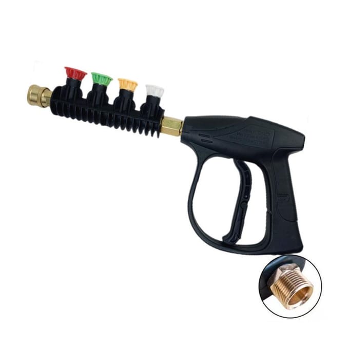 Hogedrukspuitpistool, Handheld Power Washer-pistool met 4 Kleursproeikoppen, M22 15mm Aansluiting black