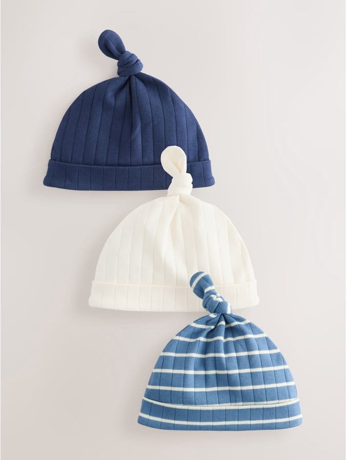 Next - Jongens - Set van 3 baby-beanies - Blauw