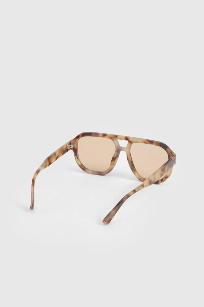 boohoo Dames Oversized Schildpadpatroon Aviator Zonnebril