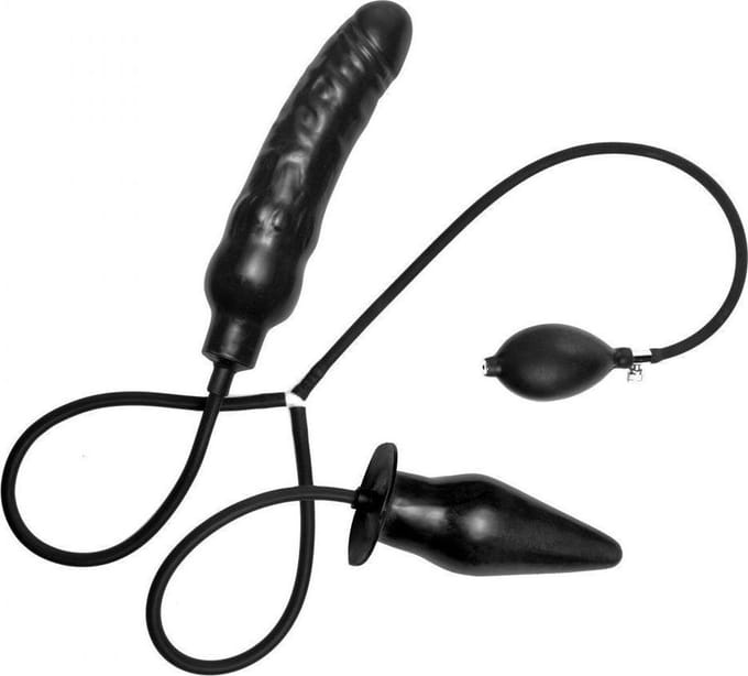 Master Series Deuce opblaabare dildo en anale plug voor dubbele penetratie