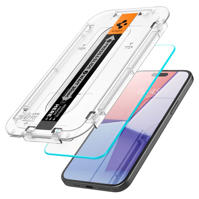 Spigen GLAStR EZ Fit Screenprotector 2 Pack + Applicator voor de Apple iPhone 16 Plus / 15 Plus