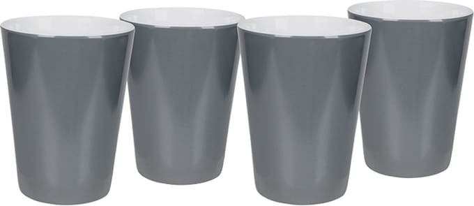 Bo-Camp - Beker - Two-Tone - Melamine - 4 Stuks - Grijs