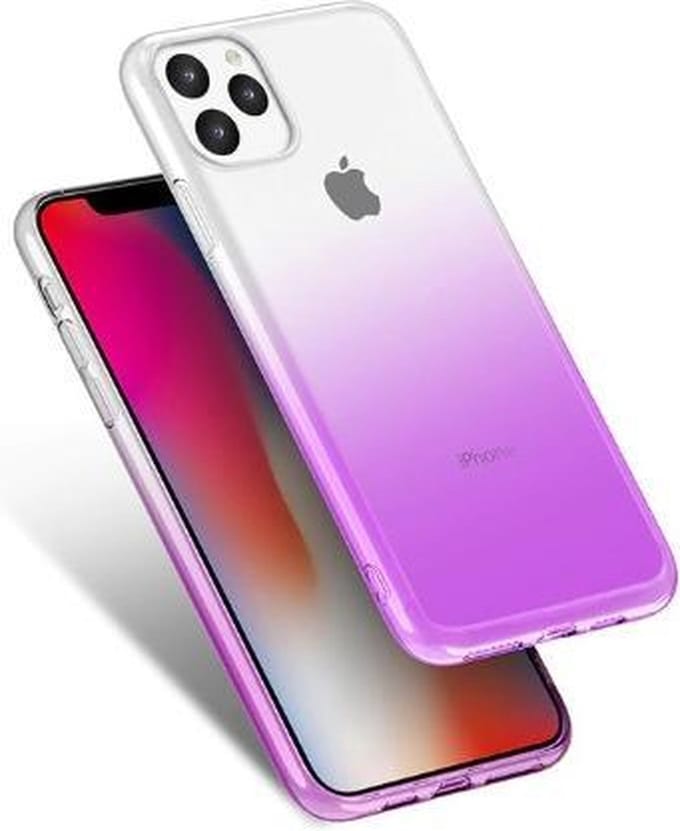 Apple Iphone 11 Back Cover Telefoonhoesje | Wit En Paars | Tpu Hoesje