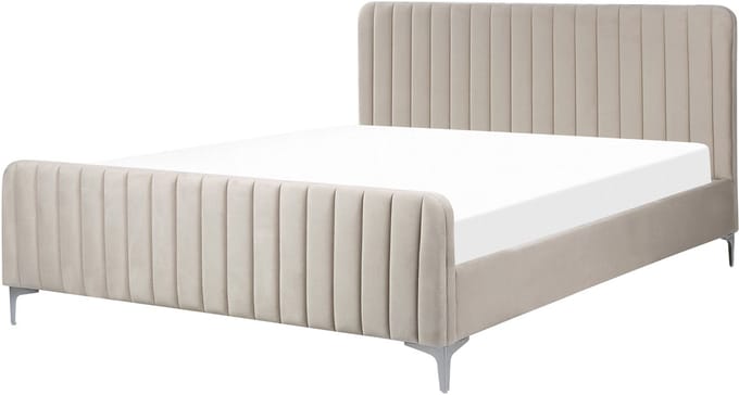 LUNAN - Tweepersoonsbed - Taupe - 160 x 200 cm - Fluweel