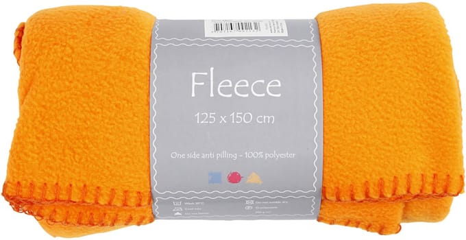 Fleece, L: 125 cm, B: 150 cm, 200 gr, oranje, 1 stuk