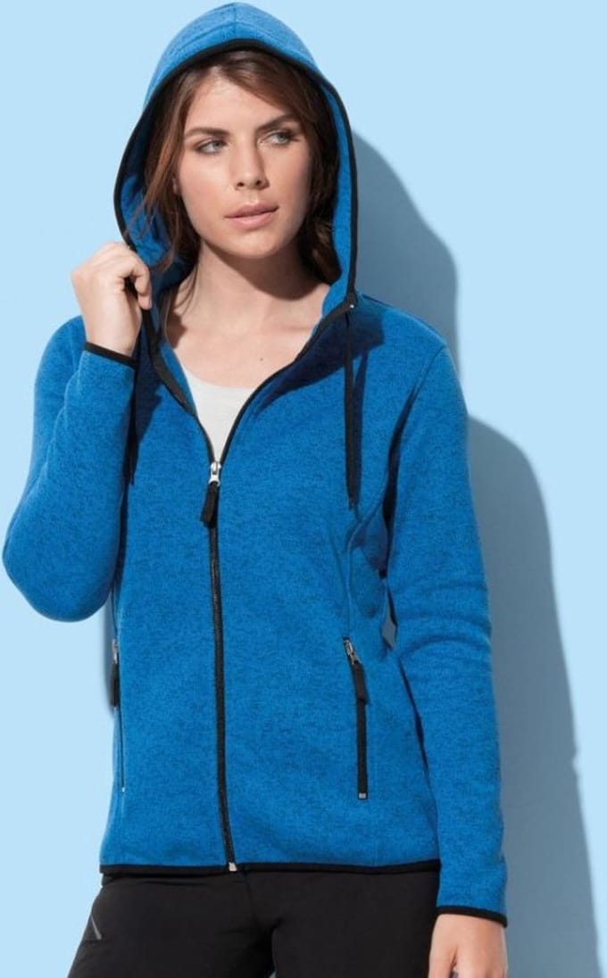 Stedman Dames Knit Fleece Vest met Capuchon Blue Melange Maat M