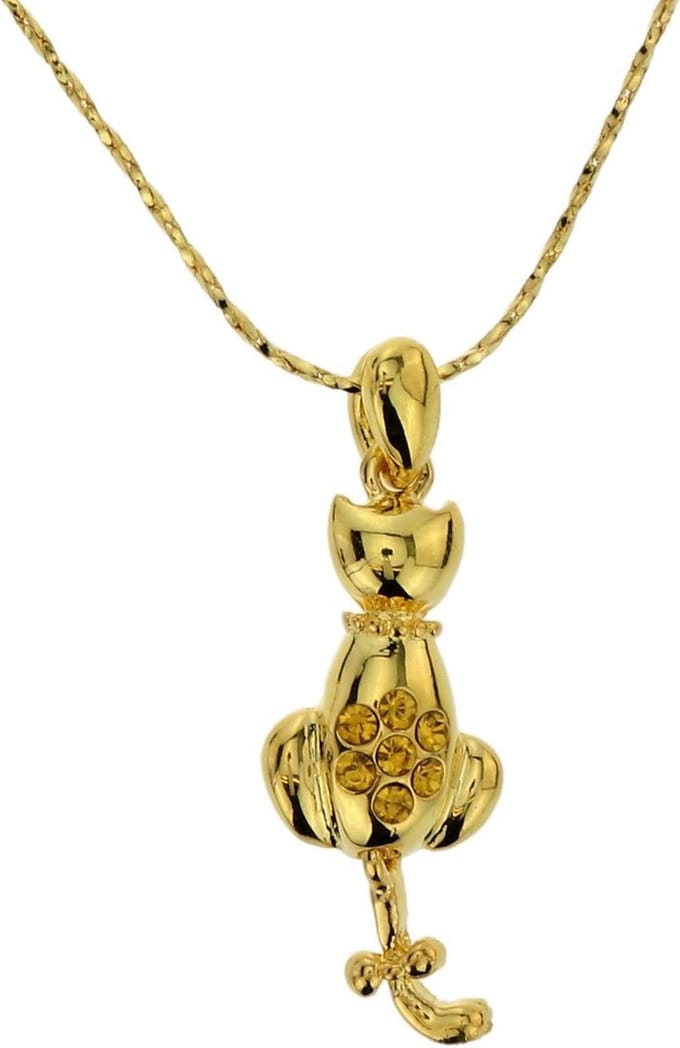 Behave - Ketting goudkleur met kat hanger, 38 cm (+verlengketting 5 cm)