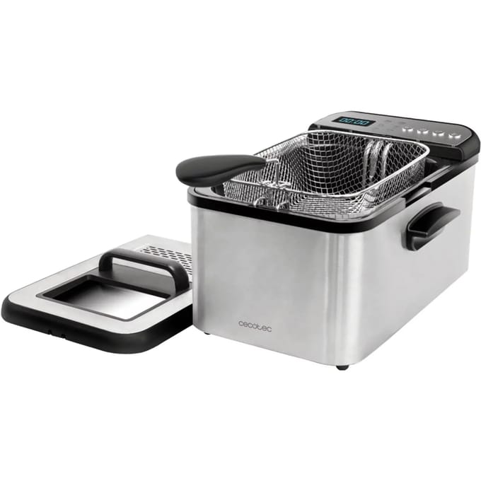 Cecotec Ölfritteuse Cleanfry Luxury 3000 mit 3,2 Litern. 2400 W, Edelstahl, 5 voreingestellte Programme, OilClean-Filter.