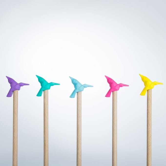 Mustard - Set gummen voor potlood - 20 stuks - vogels