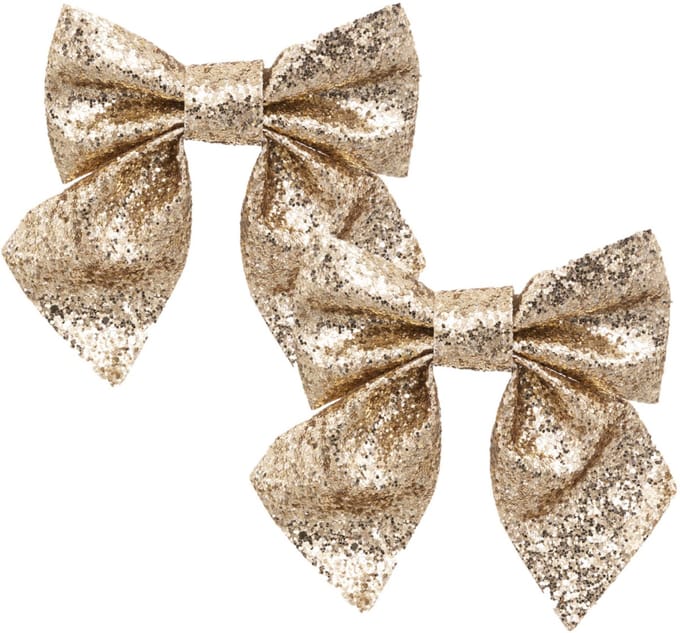 Feeric decoratiestrikken - 2x - goud - 16 cm - bruiloft - feestdecoratie - feestartikelen - feeststrik/strikken