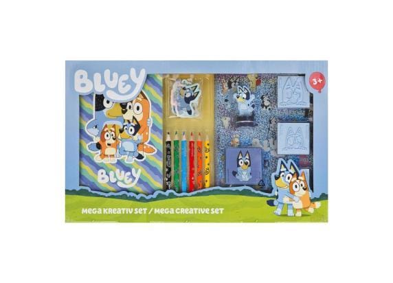 Bluey creatieve speelgoedset Mega - 15-delig knutselplezier blauw.