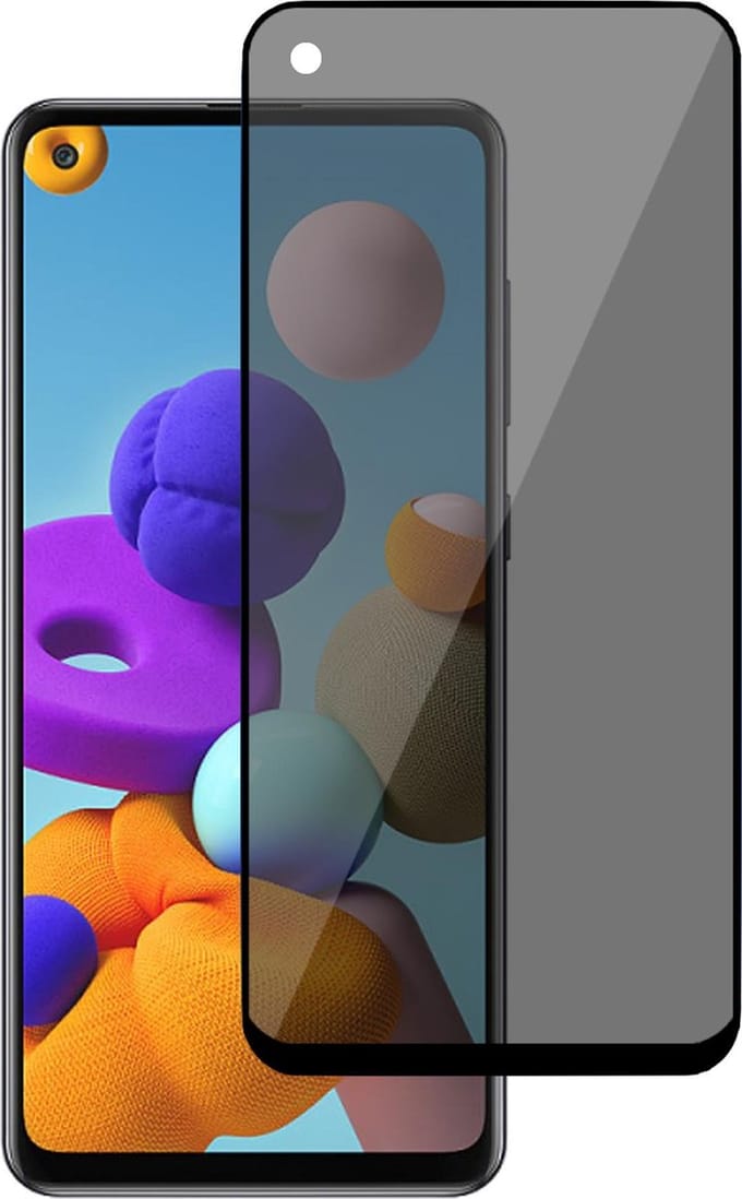 Privacy Screenprotector geschikt voor Samsung A21s - FullGuard Glas Screen Protector