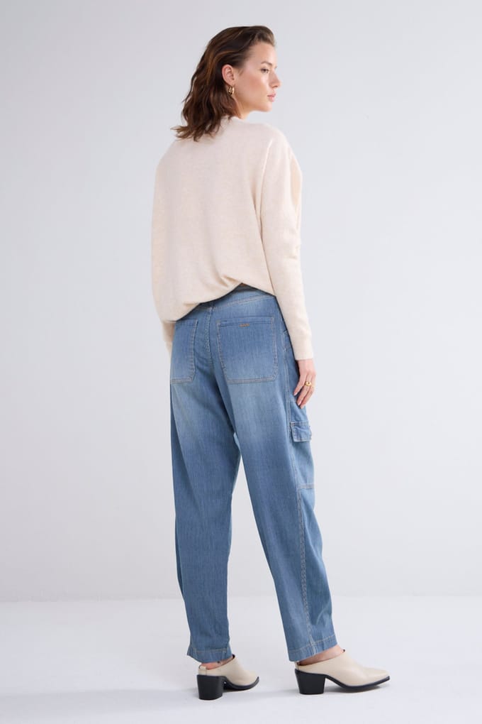 Summum Woman Cargo Jeans Printed Stripe Denim Denim Größe: 34 | Straight Jeans Outlet | Damen | Blau