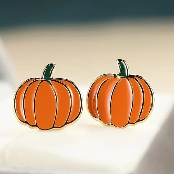 Schattige Halloween Pompoen Oorbellen – Emaille Studs voor Vrouwen