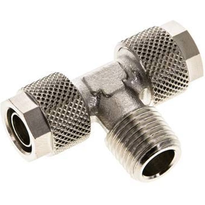 10x8 & R1/4'' Vernikkeld Messing T-Opsteekkoppeling Buitendraad [2 Stuks]