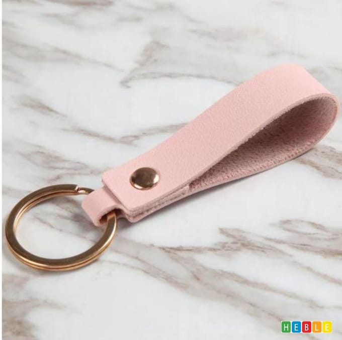 *** Sleutelhanger Leer - Design - Stoer - Roze - van Heble® ***