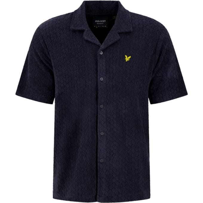 Lyle and Scott Honeycomb toweling shirt navy