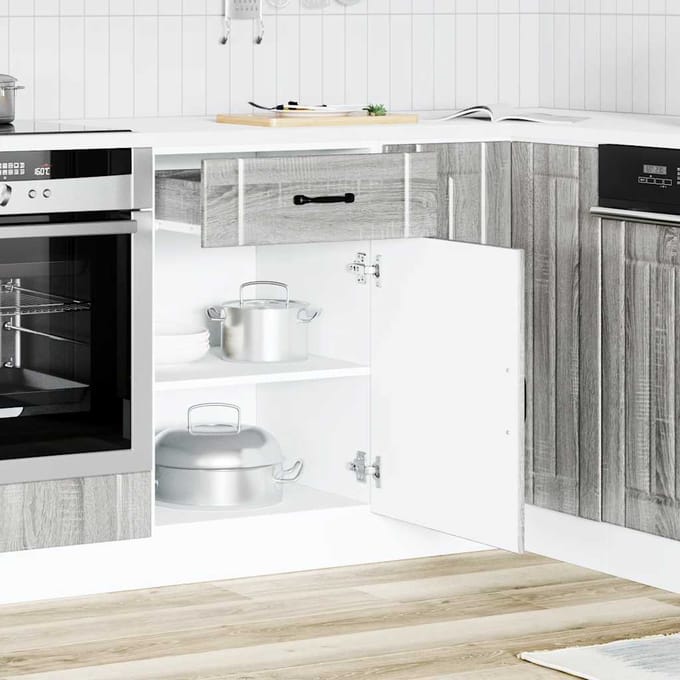 vidaXL - Onderkast - Lucca - bewerkt - hout - grijs - sonoma - eikenkleur