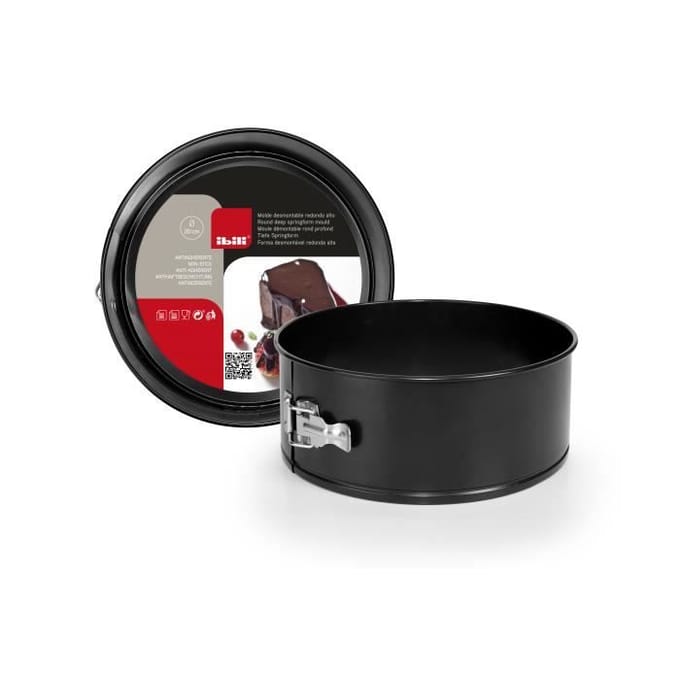 Moule Démontable - Ibili - 820920 - Acier Anti-Adhérent - 20 cm - Noir - 10 cm de Hauteur noir
