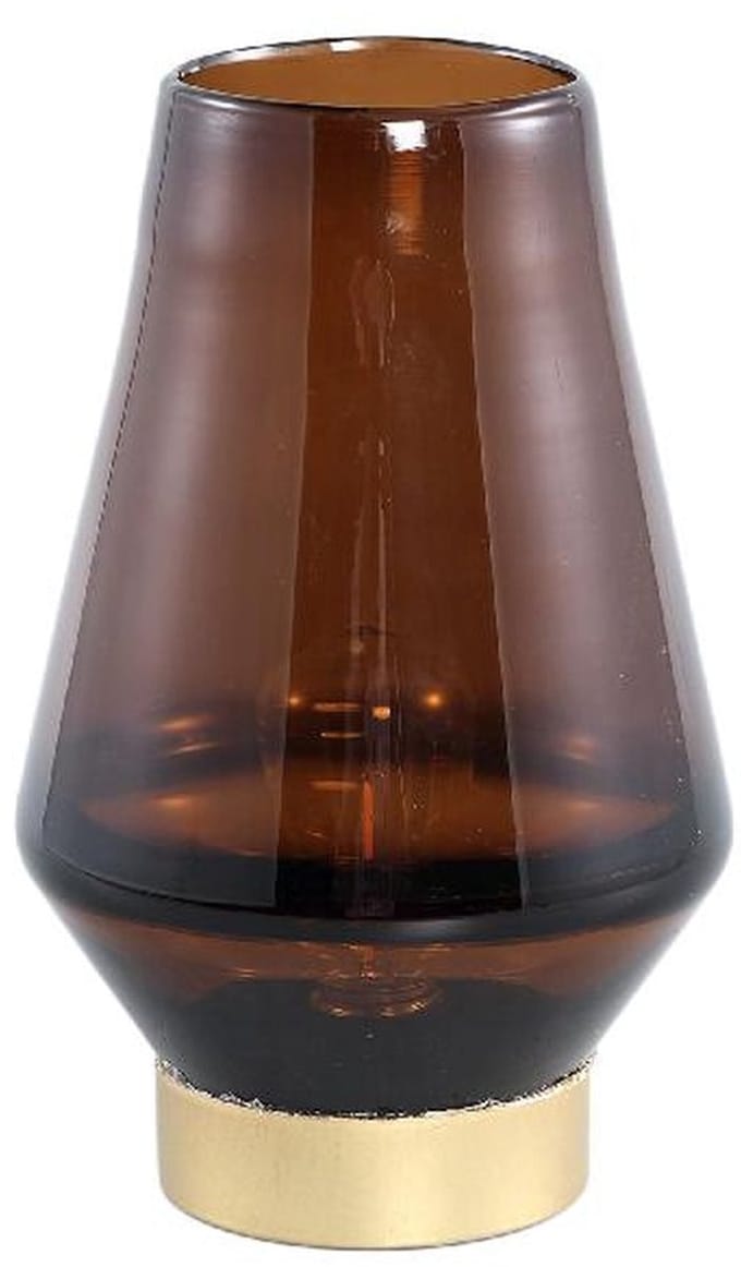 PTMD Tafellamp Akahi - 16x16x25 cm - Glas - Bruin