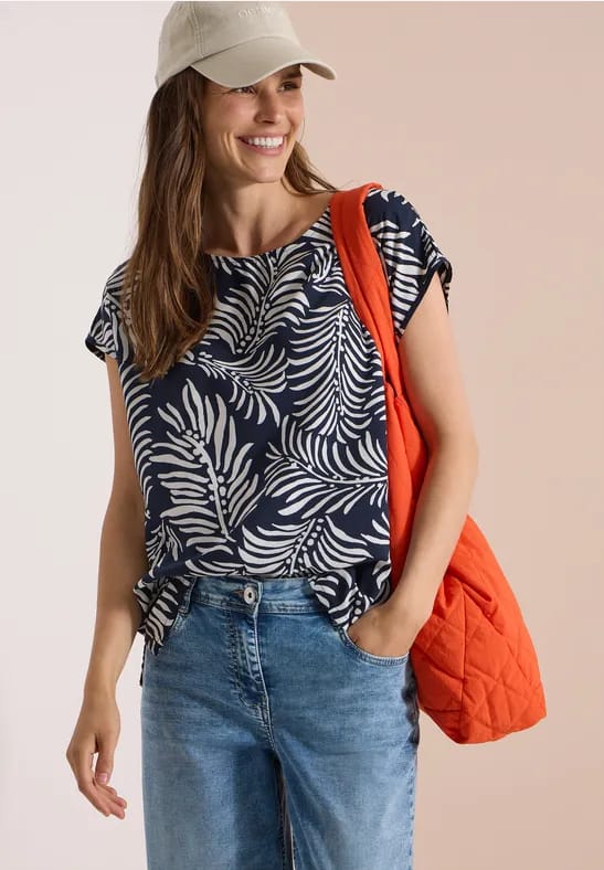 Shirt met hangende schouder en print