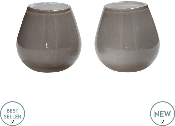 Waxinelichthouder Tasman Elite - XSmall - Grijs - Set van 2 - Ø12,5 x H11,5 cm