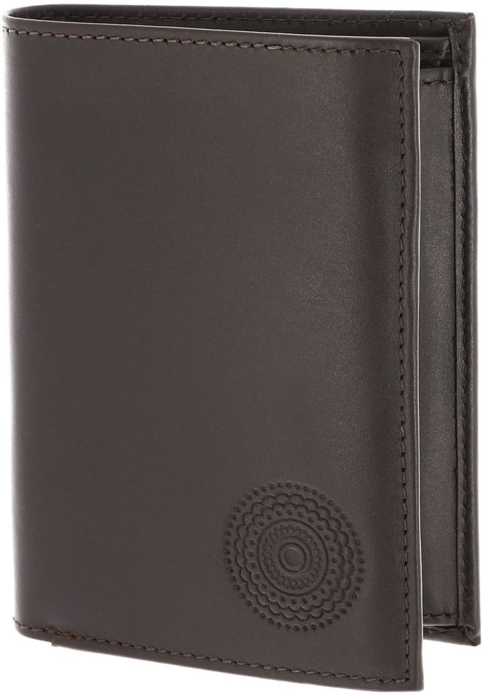 oxmox Leren portemonnee Leather RFID Protect Kombibörse Circle Bloom Embossed Brown donkerbruin