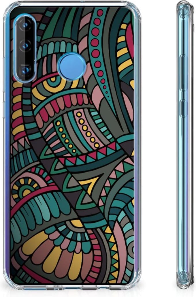 Huawei P30 Lite Doorzichtige Silicone Hoesje Aztec
