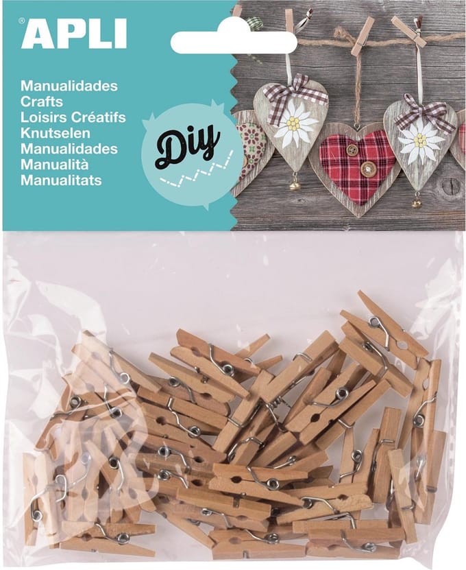 Apli mini wasknijper natuurlijk hout 45 stuks