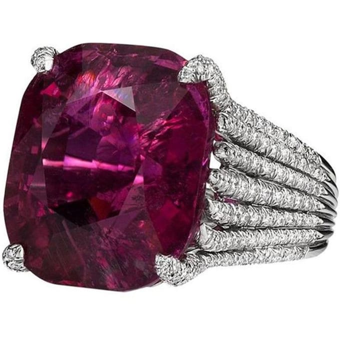 Luxe Ruby Damesring Geometrische Vorm Diamanten Ring Elegant Europees en Amerikaans No. 10 gray