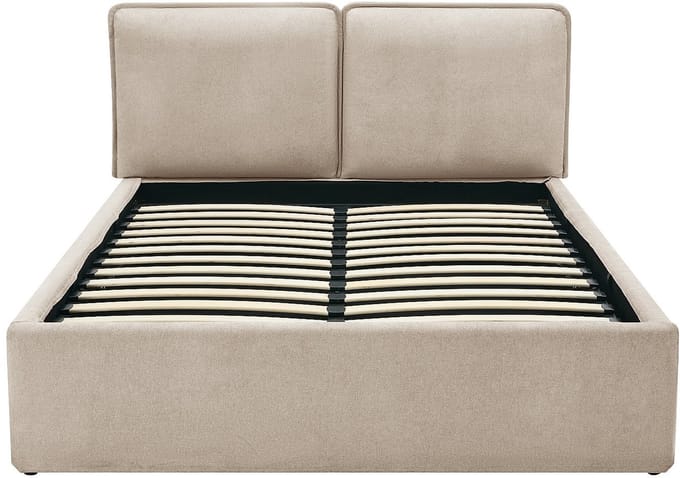 Vente-unique Bed met opbergruimte stof beige 140 x 190 cm