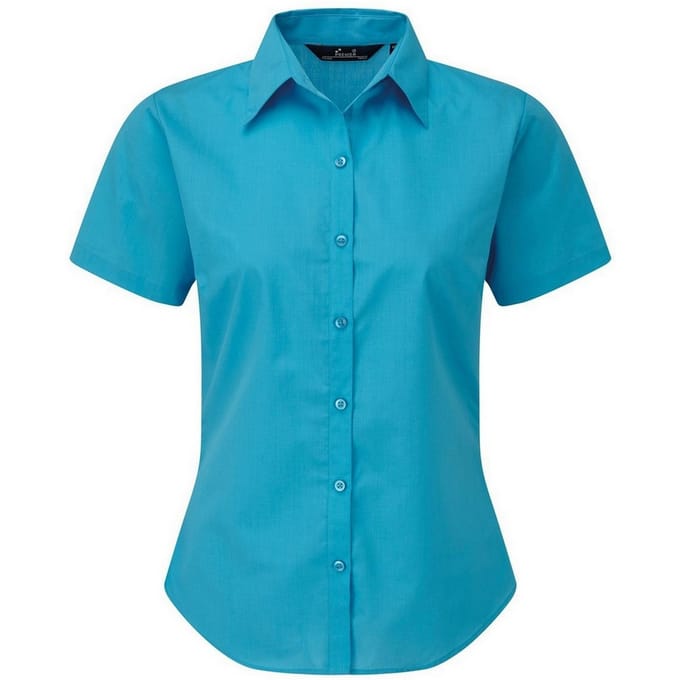 Premier Popeline blouse met korte mouwen / Gewoon werkoverhemd (Turquoise)