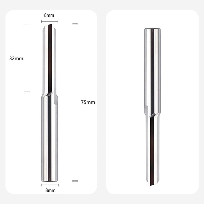 Rechte Frees met 2 Fluiten voor CNC en VHM Gebruik - 8mm Schacht
