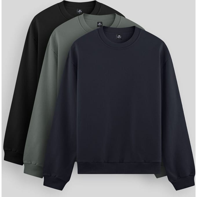 Heren Effen Rundhals Sweatshirt