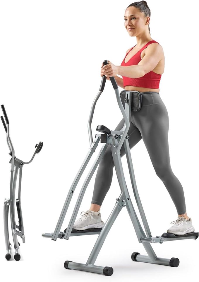 Crosstrainer Elliptical - Air Walker - Cardio Training - Inklapbaar Ontwerp - 1143 mm Staplengte - Zwart