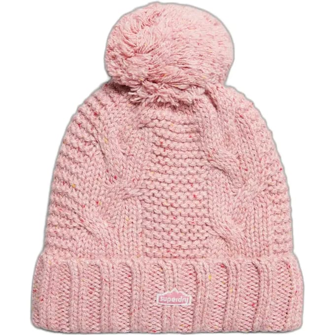 Superdry Dames Kabelgebreide beanie met pompon