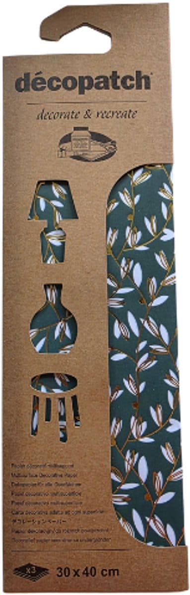 Decopatch Papier Set Vrijheid Donkergroen Hotfoil | 3 vellen