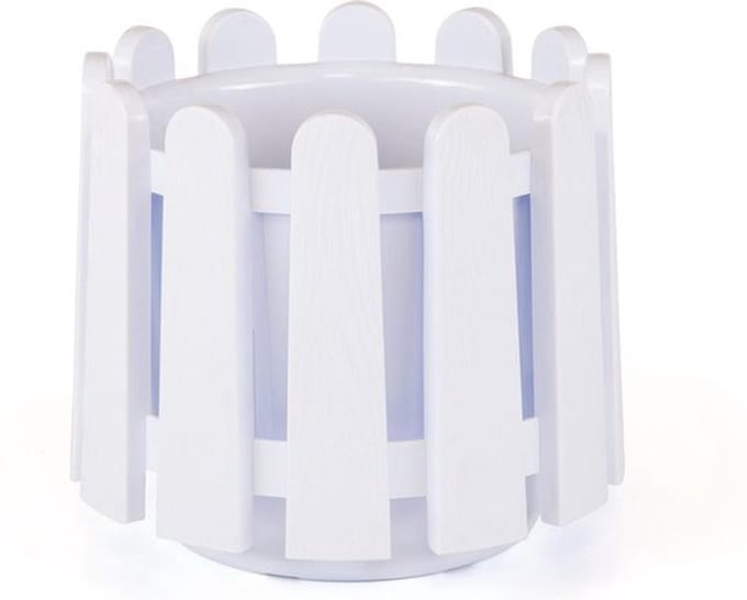 Witte ronde bloembak & waterdrainage 14L smart-pot bloempot UV bestendig