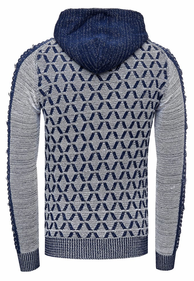 Contrasterende grof gebreide hoodie met 1/2 rits