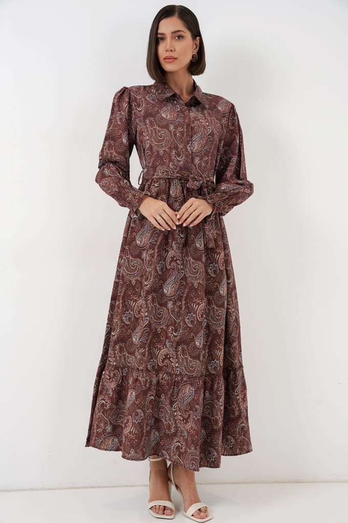 Maxi Overhemdjurk met Paisleyprint en Ceintuur