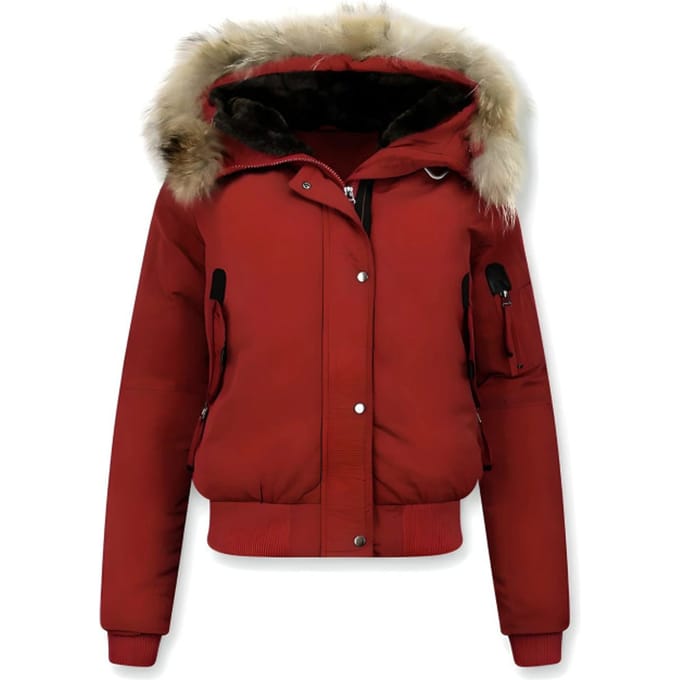 Gentile Bellini Korte winterjas met grote bontkraag