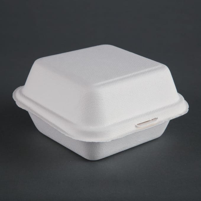 Fiesta Compostable bagasse hamburgerbakjes 153mm (500 stuks)