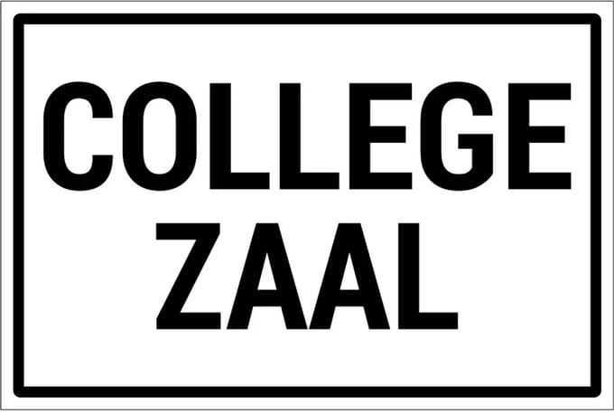 Collegezaal sticker | 30 x 20 cm