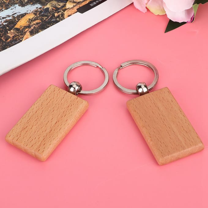 10 STKS Beukenhout Sleutelhanger Sleutellabels Sleutelhangers DIY Kleding Tas Decoratie brown