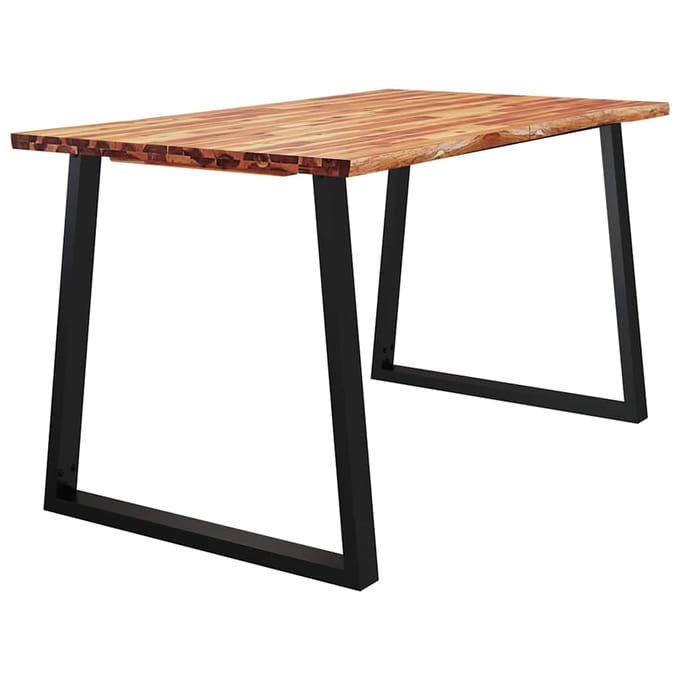 vidaXL - Eettafel - met - natuurlijke - rand - 140x80x75 - cm - massief - acaciahout