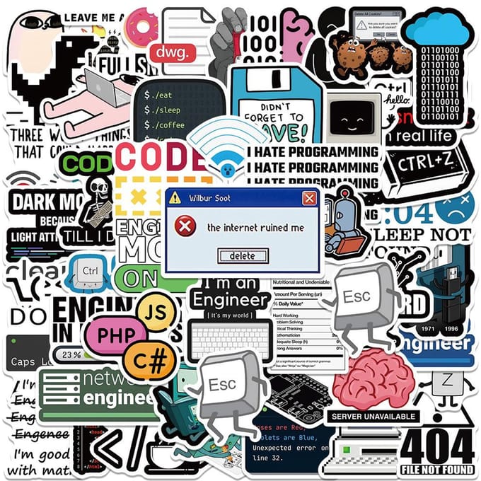50 stuks Coole Ingenieur Programmering Netwerk Coding Hacker Meme Stickers Vinyl Doe-het-zelf Computer Laptop Motorfiets Helm Auto Sticker