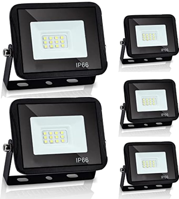 Led Schijnwerper Buiten - 20W, 2400 Lumen, Warmwit, IP66, Set van 5