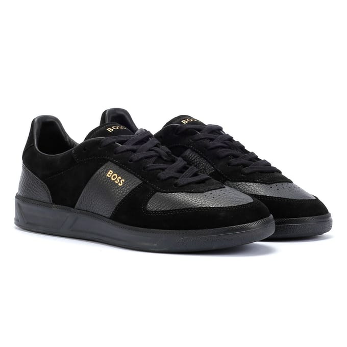 Boss Brandon zwart suède/leren herentrainers