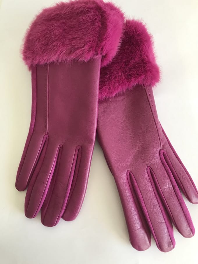 Handschoenen Dames - Herfst - Winter - Chique - PU Leer 50% Polyester 50% - Fuchsia - One Size - Elegant - Touch Screen - Sinterklaas - Kerstmis - Verjaardag