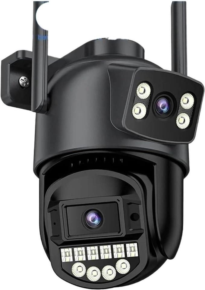 Beveiligingscamera - IP Camera - Huisbewaking Buiten - Dubbele Lens Dubbel Scherm - 8MP - Wit